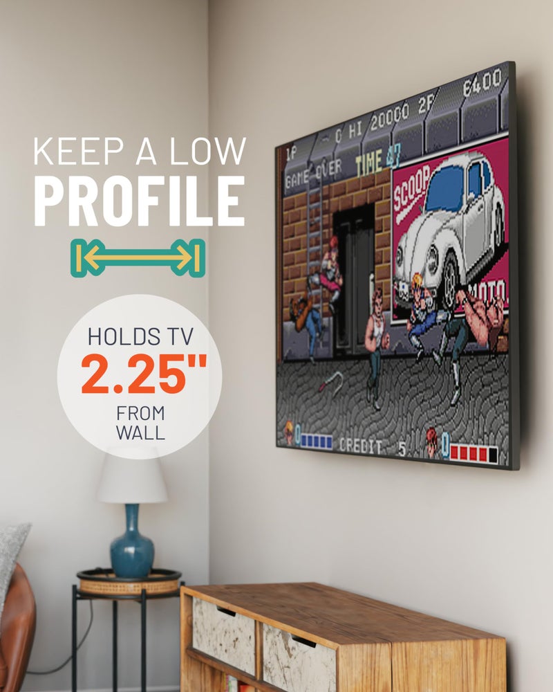 ECHOGEAR Heavy Duty TV Wall Mount Bracket for TVs Up to 90" - Low Profile Design Holds TV Only 2.25" from Wall - Fast Install with Template & Level After Mounting - Pull Strings for Cable Access - Image 3